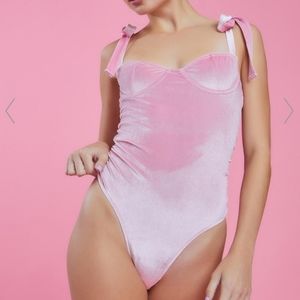 Sugar Thrillz Pink Velvet bodysuit